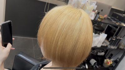 カラーファンタジー抜きっぱなしブロンド　ペーパープラチナプログラミング＋コットンプラチナプログラミング　ペーパーアルバージュ　コットンアルバージュ　アルミホイルアルバージュ　バイオプログラミング　カラーファンタジー107D　還元美養りずむ南青山　ハイトーン　外苑前　